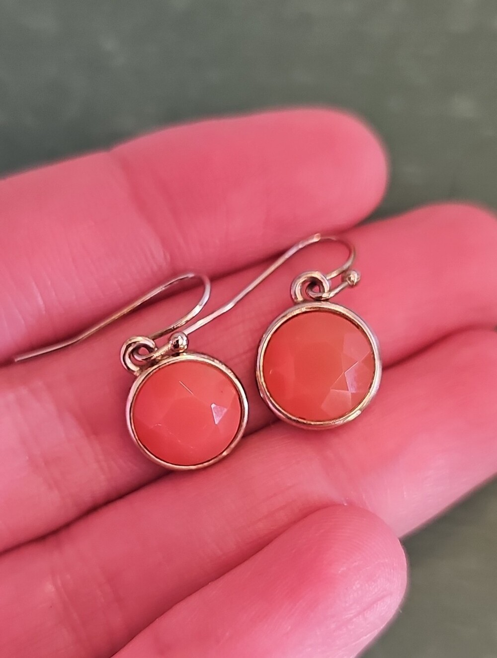 Pink Gold-Trim Faceted Drop Earrings